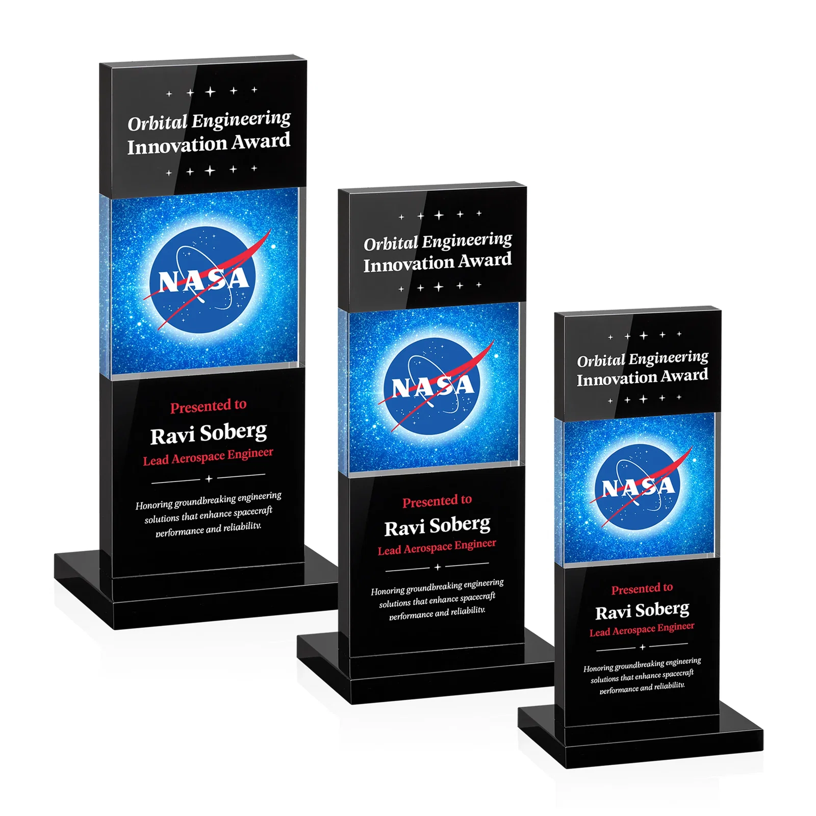 Personalized Black and Clear Optical Crystal Award with Intersecting Panel, awards for retirement presentations