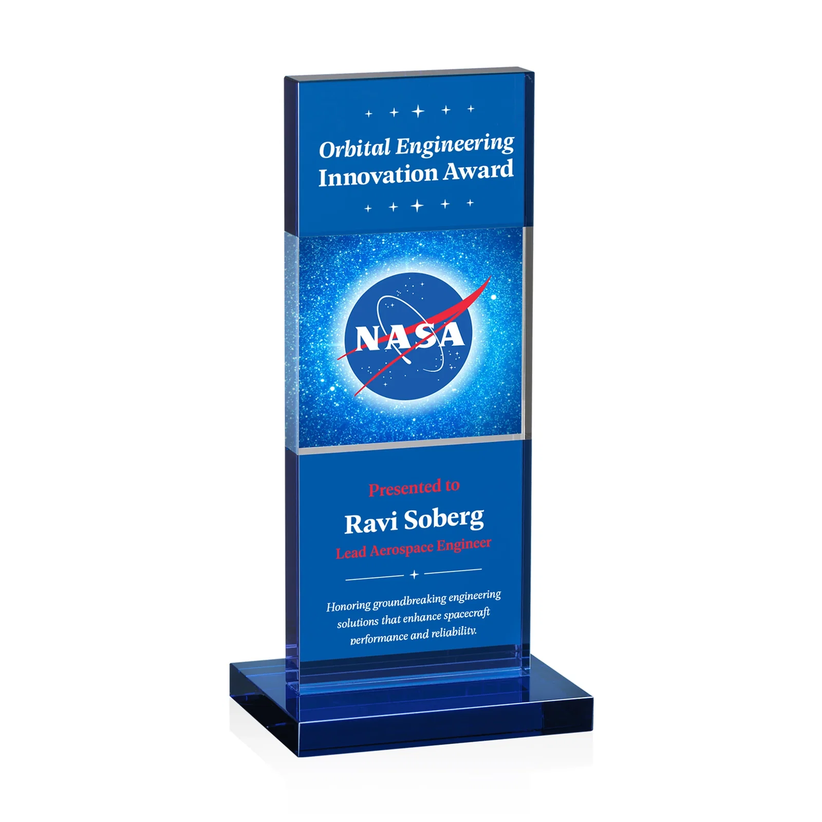 Personalized Black and Clear Optical Crystal Award with Intersecting Panel, awards for dealer and partner awards