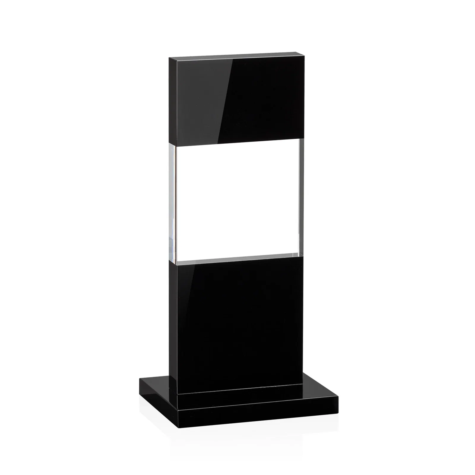 Promotional Black and Clear Optical Crystal Award with Intersecting Panel, awards for employee recognition