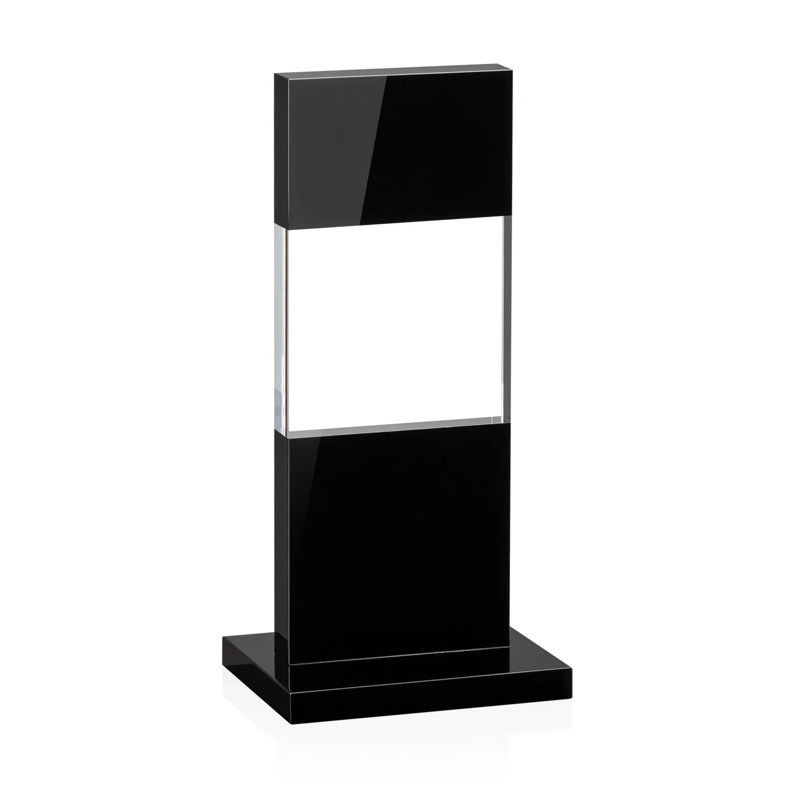 Promotional Black and Clear Optical Crystal Award with Intersecting Panel, awards for corporate award ceremonies