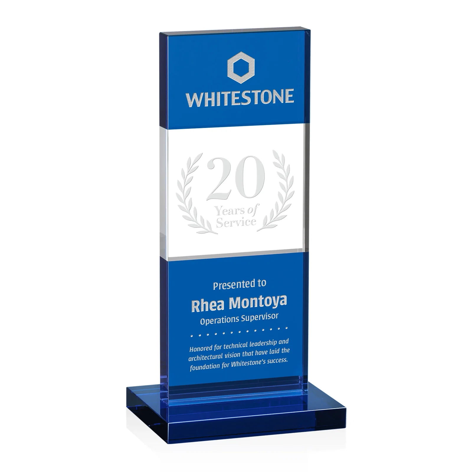 Custom Black and Clear Optical Crystal Award with Intersecting Panel, awards for graduation ceremonies