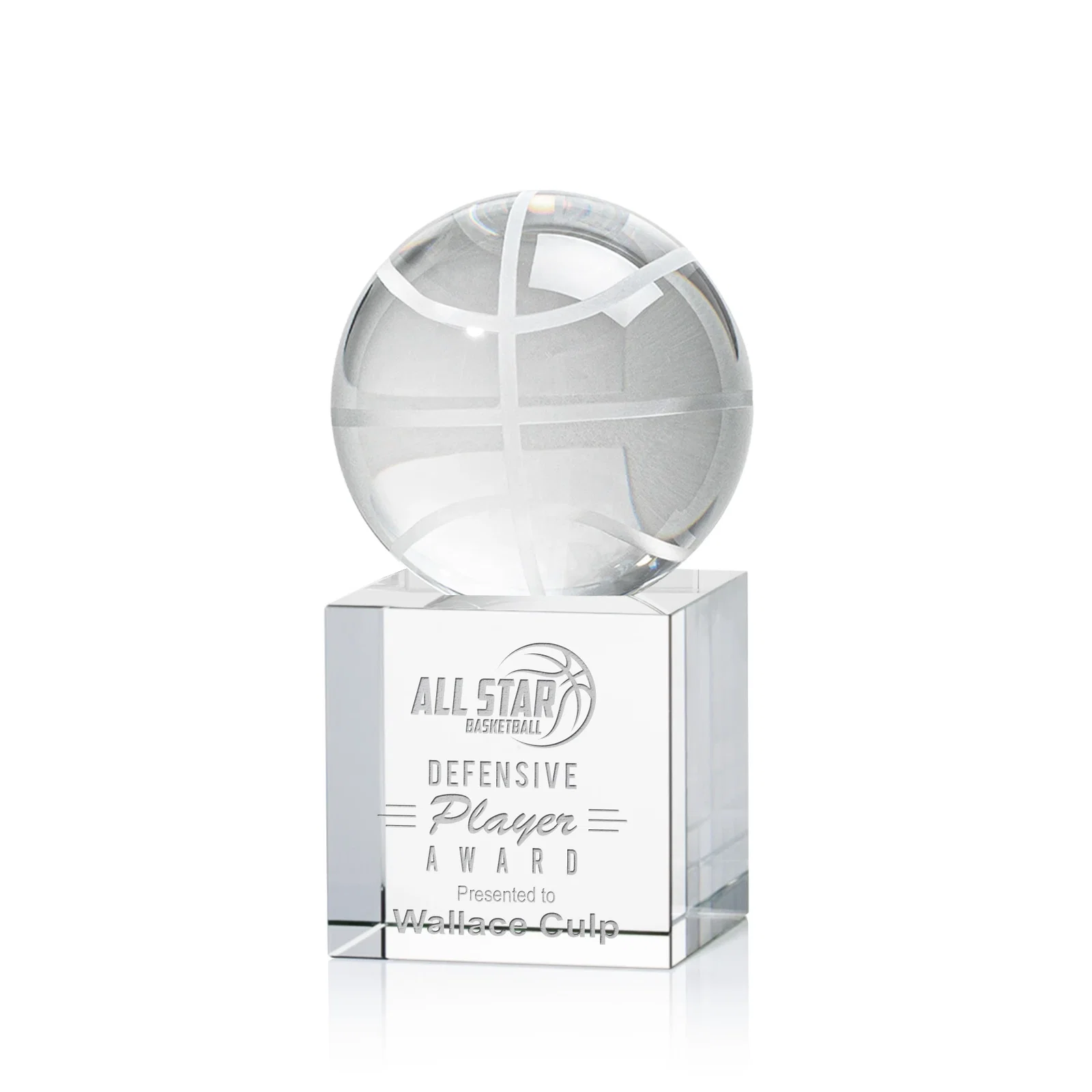 Custom Optical Crystal Basketball Award for service anniversary gifts