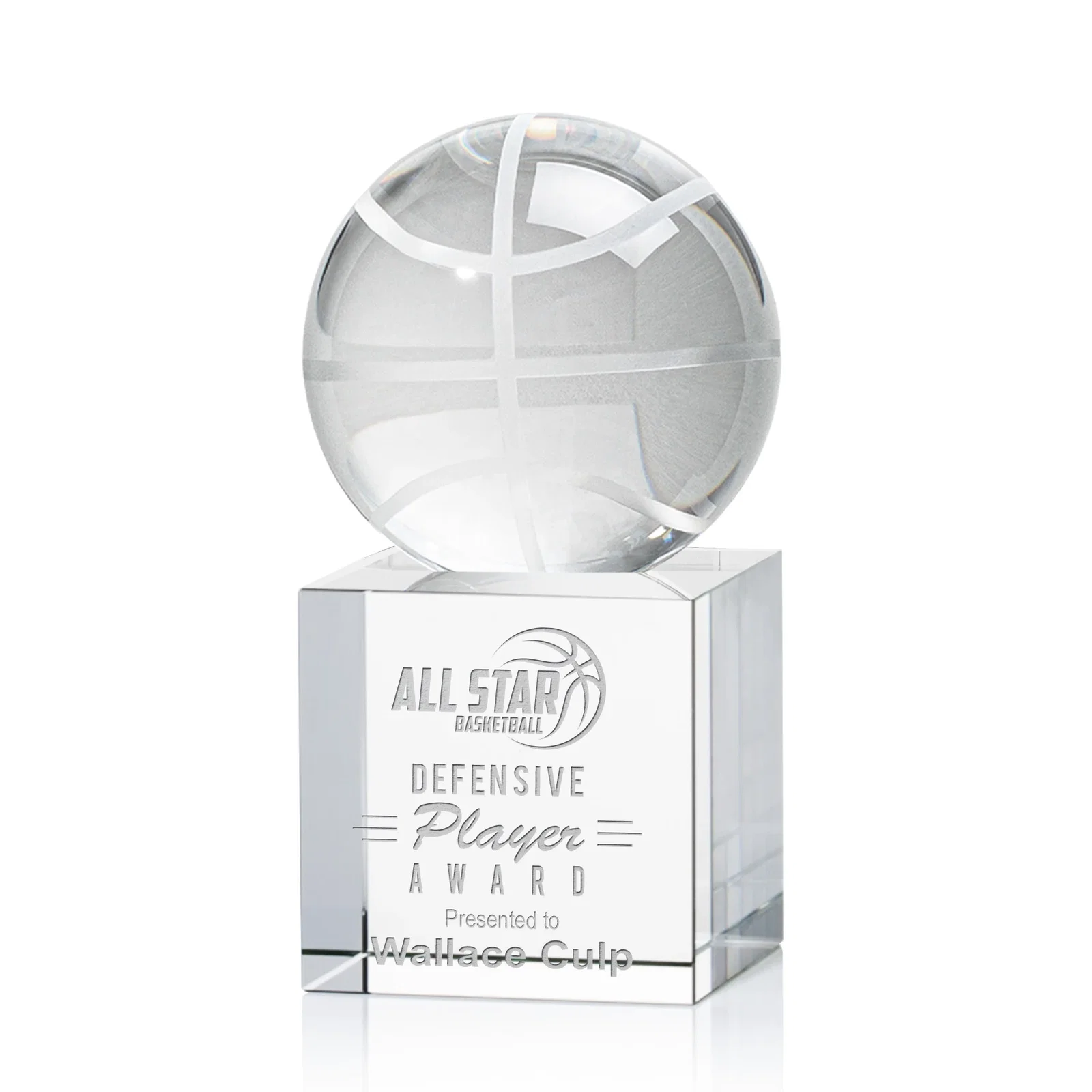 Custom Optical Crystal Basketball Award for sales achievement awards