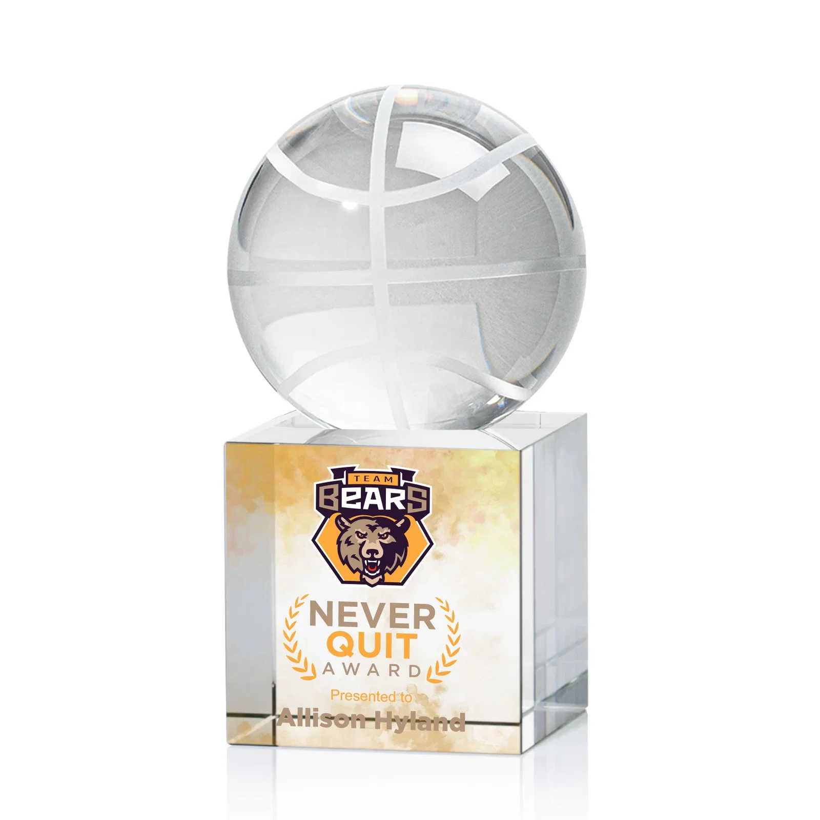 Custom Optical Crystal Basketball Award for graduation ceremonies