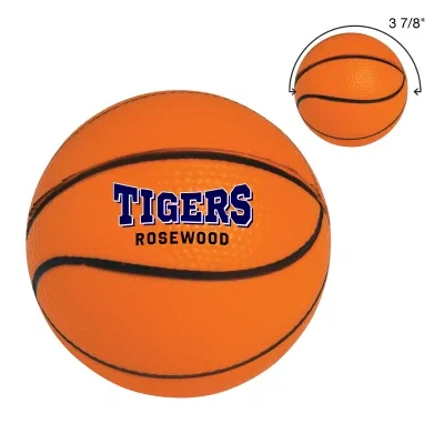 Brown basketball shaped stress reliever with molded seam lines
