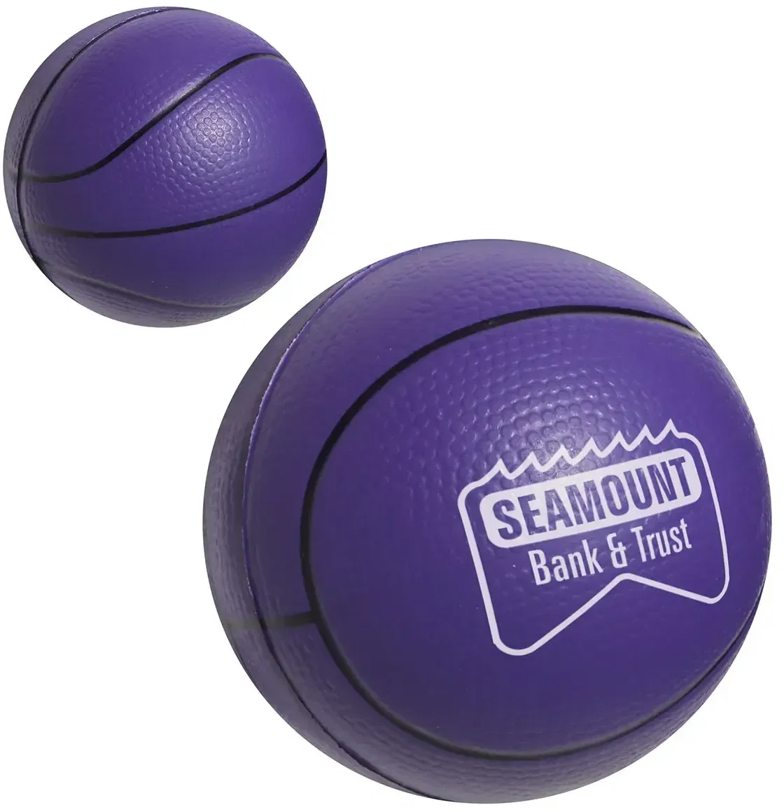 Basketball branded stress reliever side view, custom promotional sports squeeze toy