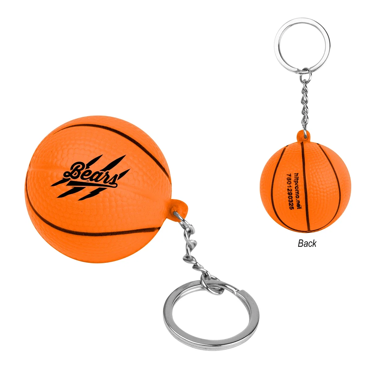 Held in a palm, the mini basketball shows its molded grooves