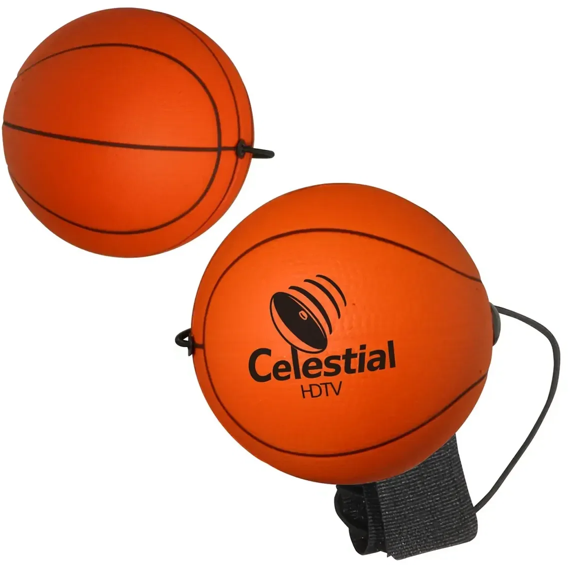 Basketball Stress Reliever Yo-Yo Bungee, custom squeeze toy on an elastic cord with logo