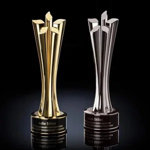 Cast Metal Flame Award With Five Interlocking Rods