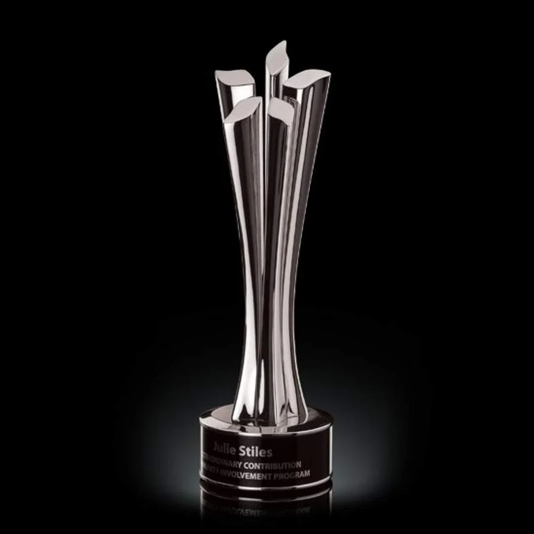 Custom Cast Metal Flame Award With Five Interlocking Rods for service anniversary gifts