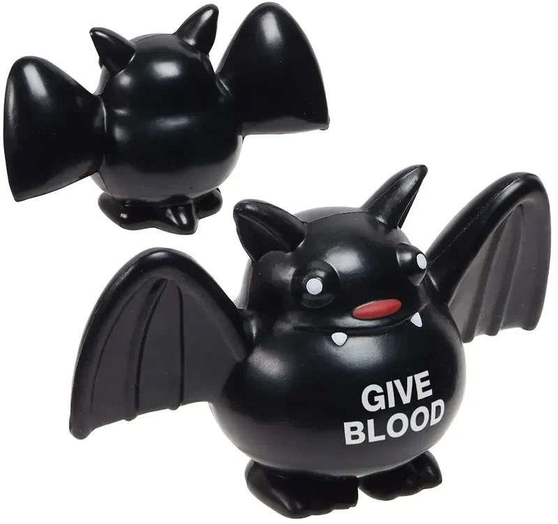 Bat Stress Reliever, custom winged foam squeeze toy for branded Halloween logo giveaways