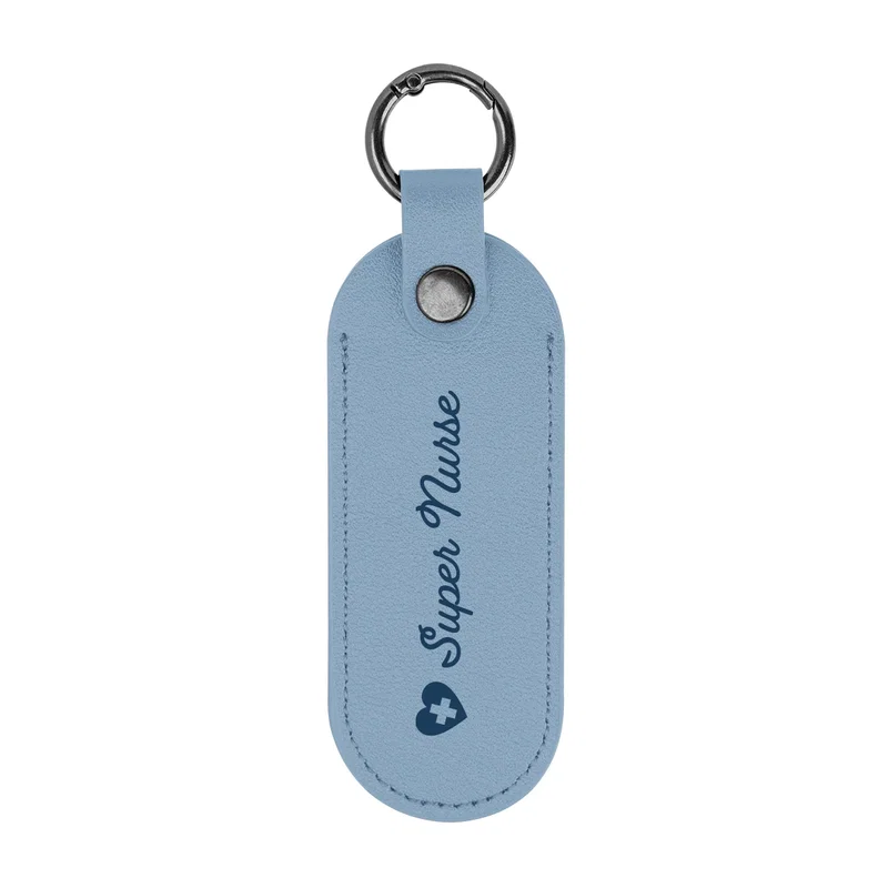 Four inch fob held in an open hand