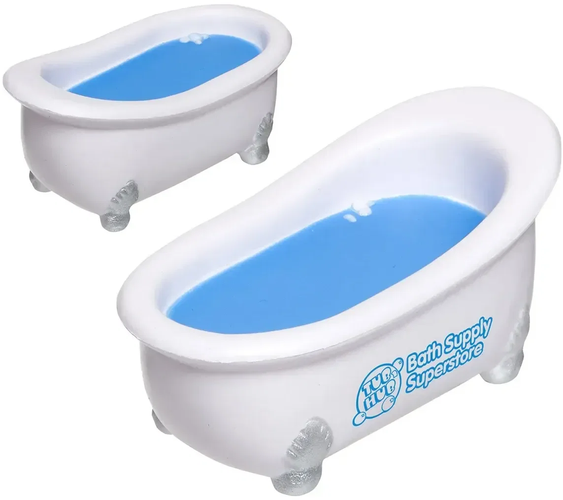 Bathtub custom stress reliever, claw-foot tub squeeze toy branded with logo, front view