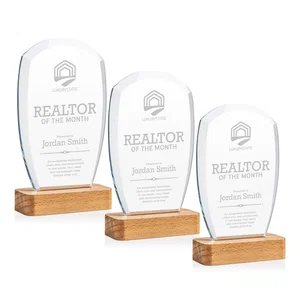 Starfire Crystal Panel Award on Beechwood Base