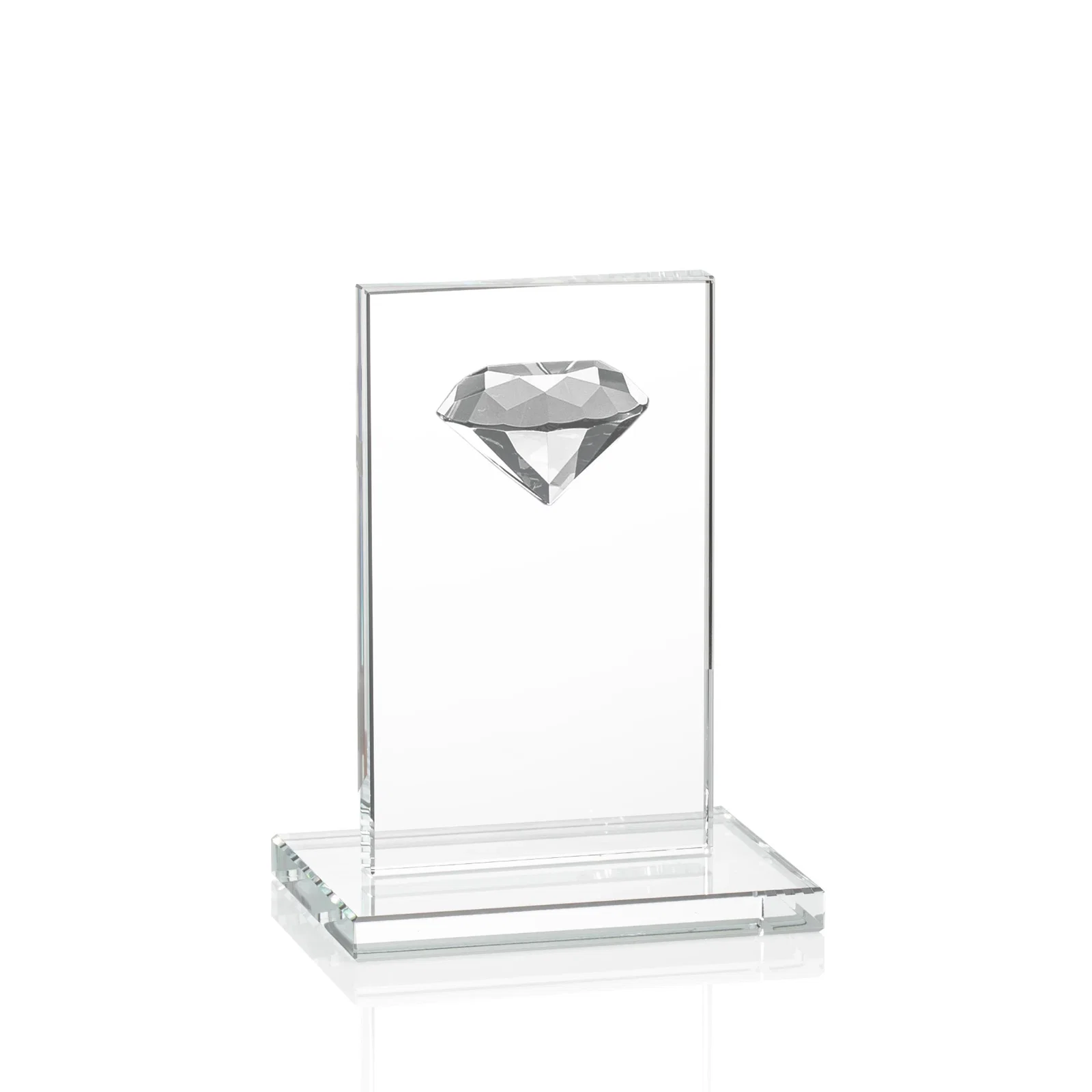Personalized Starfire Crystal Award with Faceted Half-Diamond Ornament on Top for safety achievement programs