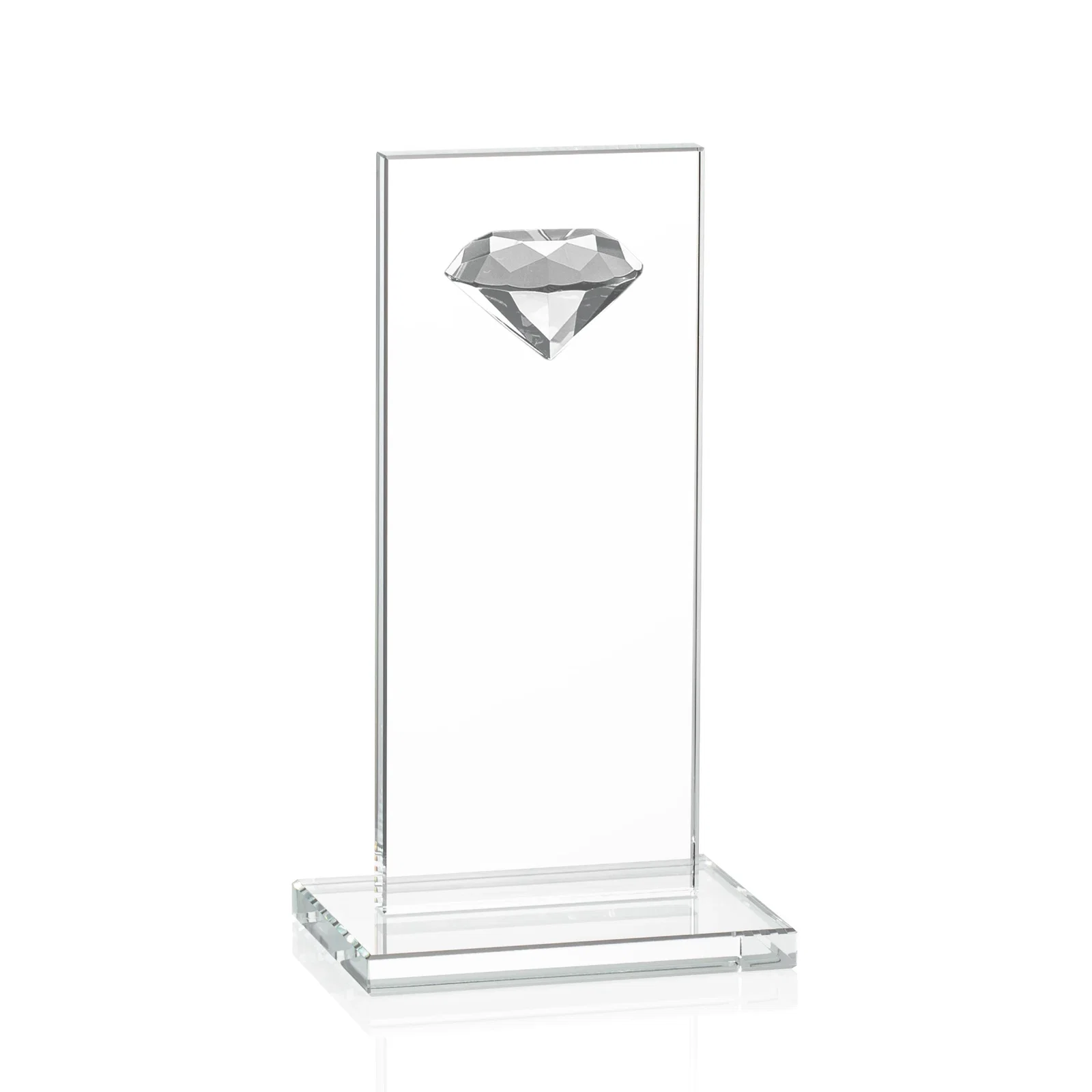 Personalized Starfire Crystal Award with Faceted Half-Diamond Ornament on Top for volunteer appreciation