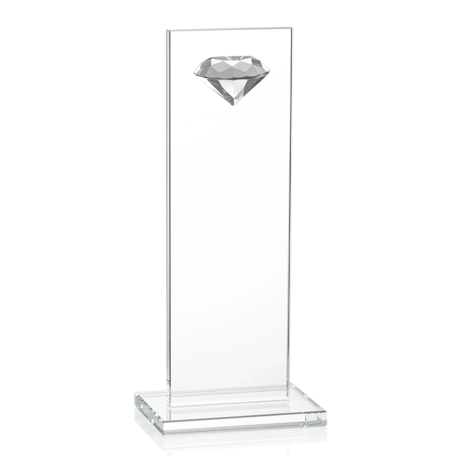 Personalized Starfire Crystal Award with Faceted Half-Diamond Ornament on Top for dealer and partner awards