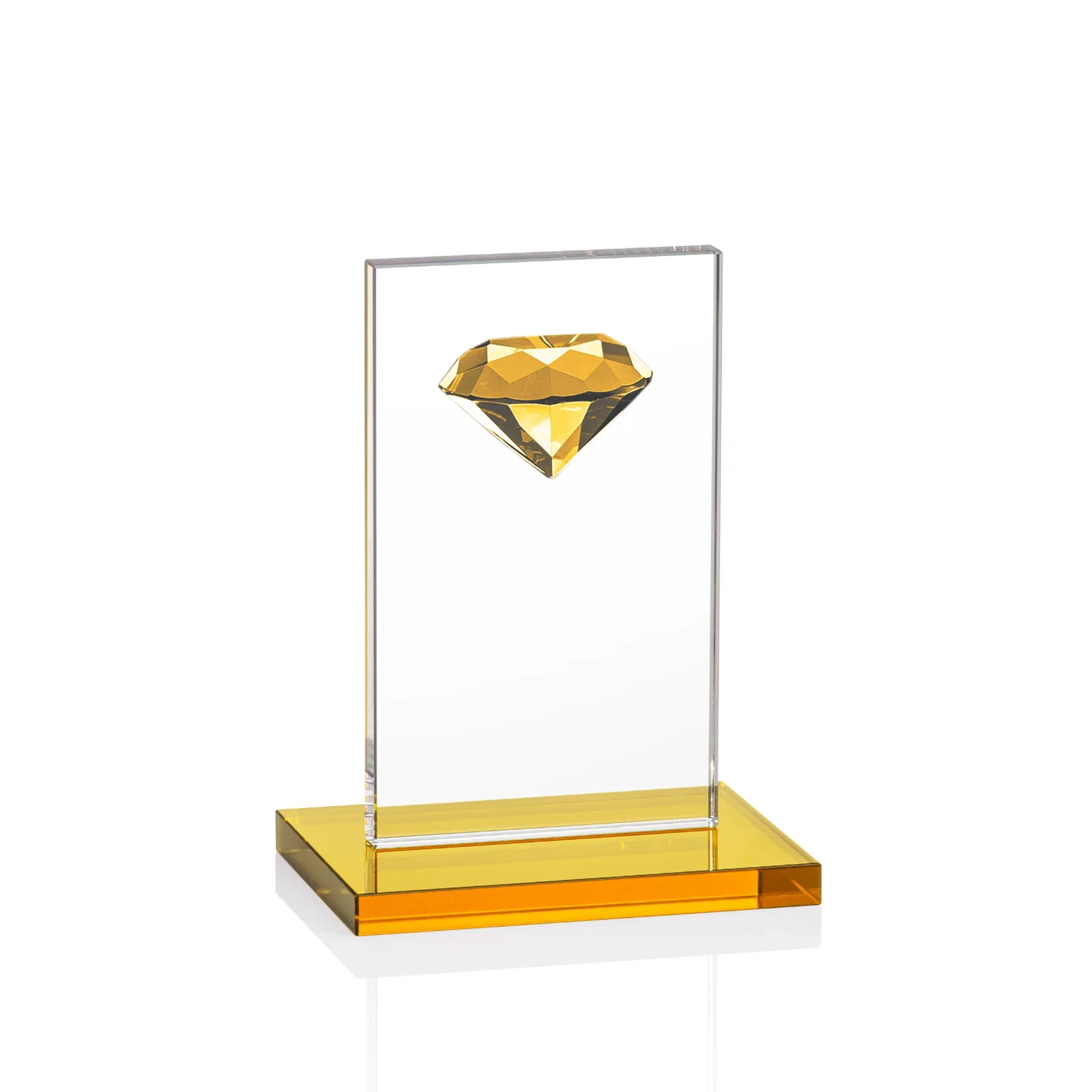 Personalized Starfire Crystal Award with Faceted Half-Diamond Ornament on Top for company anniversary events