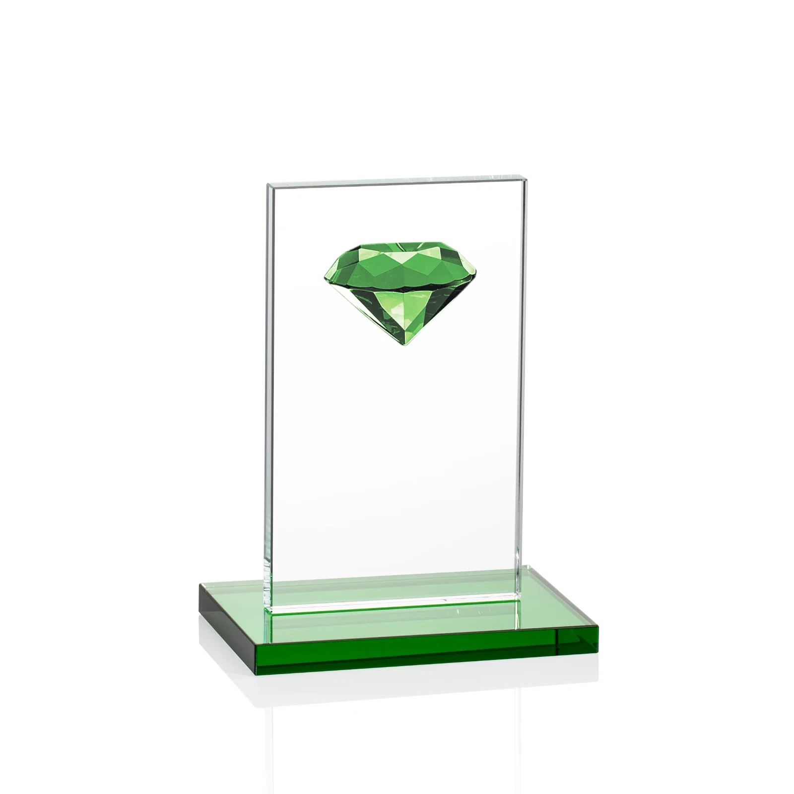 Promotional Starfire Crystal Award with Faceted Half-Diamond Ornament on Top for service anniversary gifts