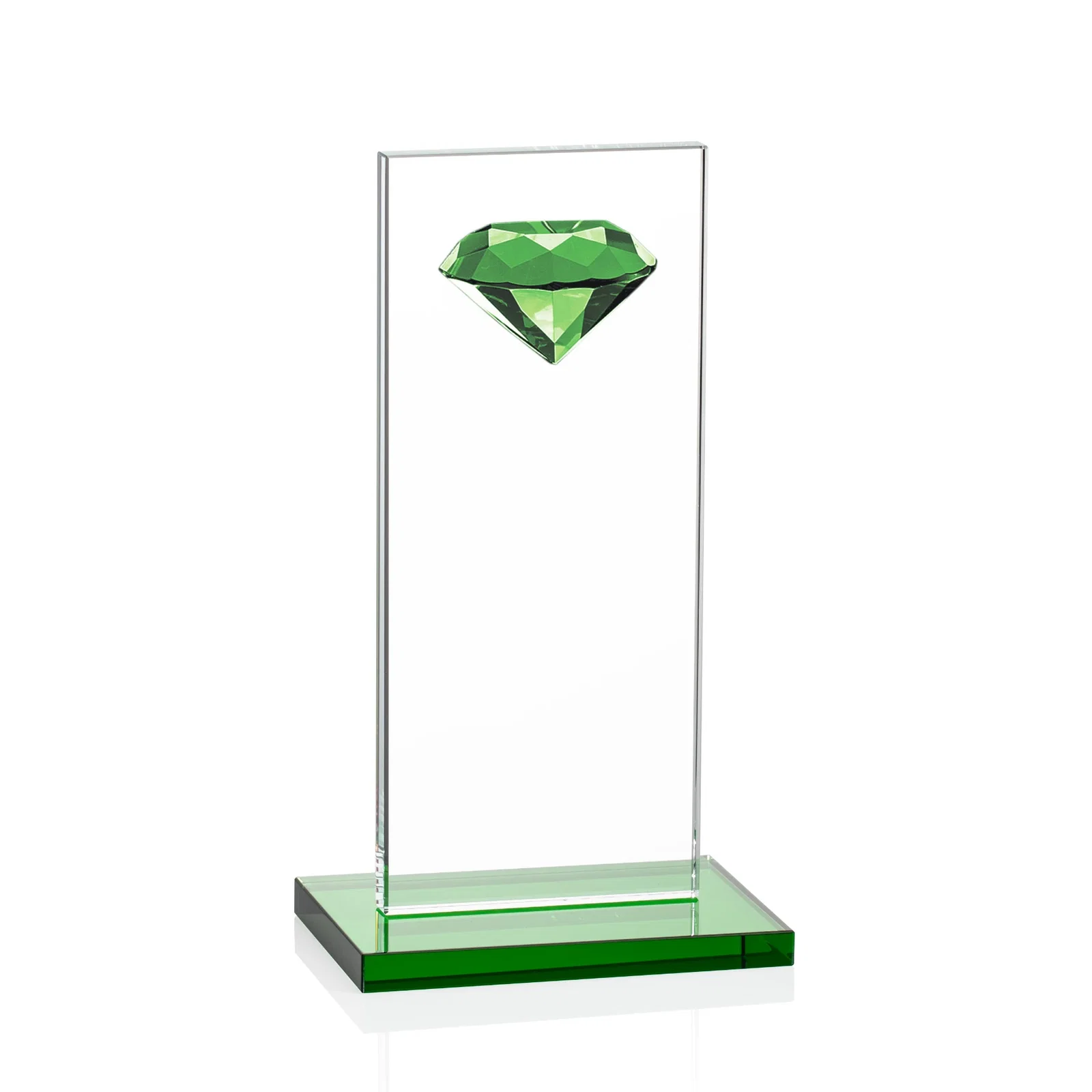 Promotional Starfire Crystal Award with Faceted Half-Diamond Ornament on Top for sales achievement awards