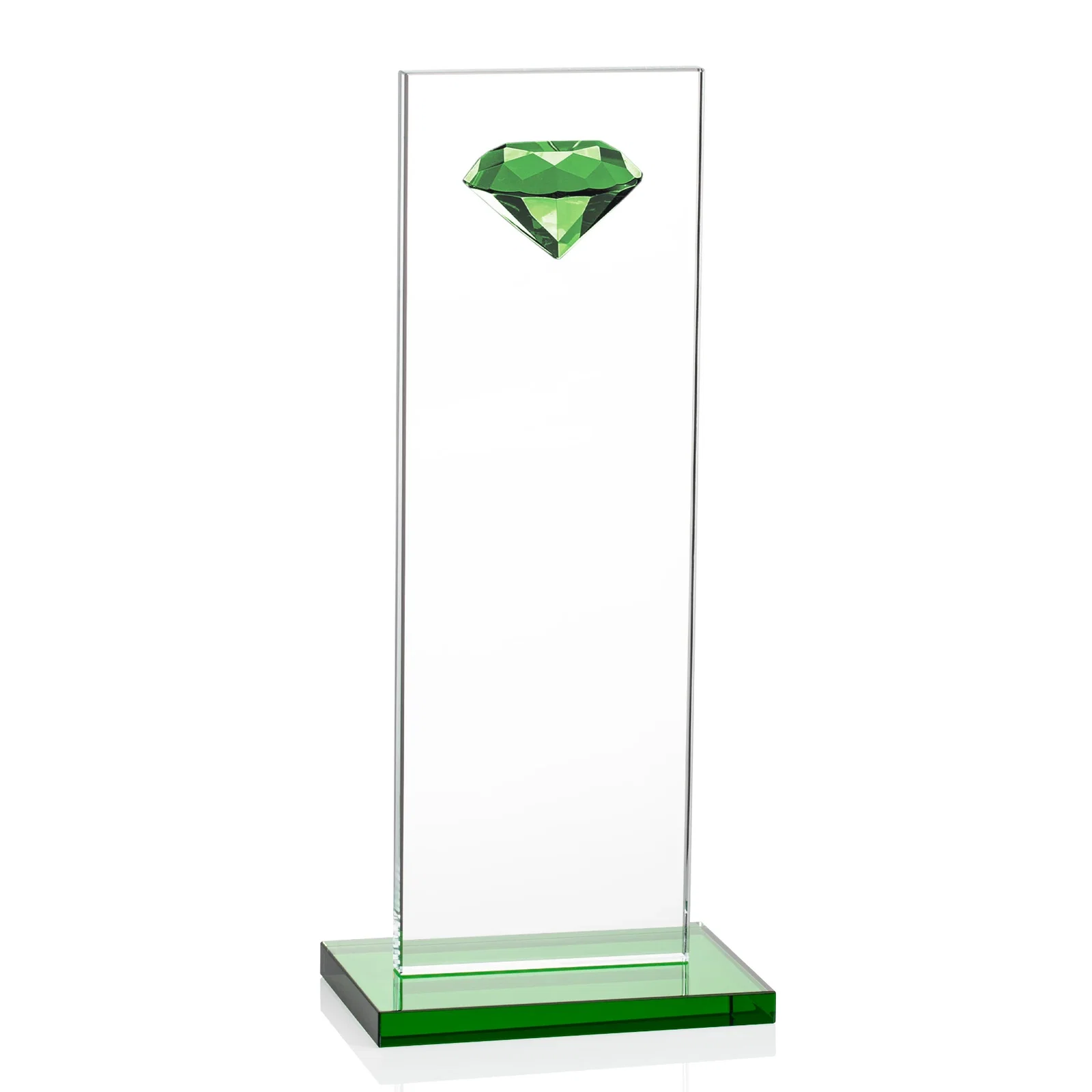 Promotional Starfire Crystal Award with Faceted Half-Diamond Ornament on Top for retirement presentations