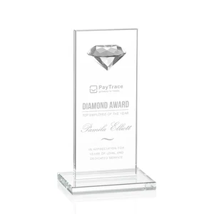 Starfire Crystal Award with Faceted Half-Diamond Ornament on Top