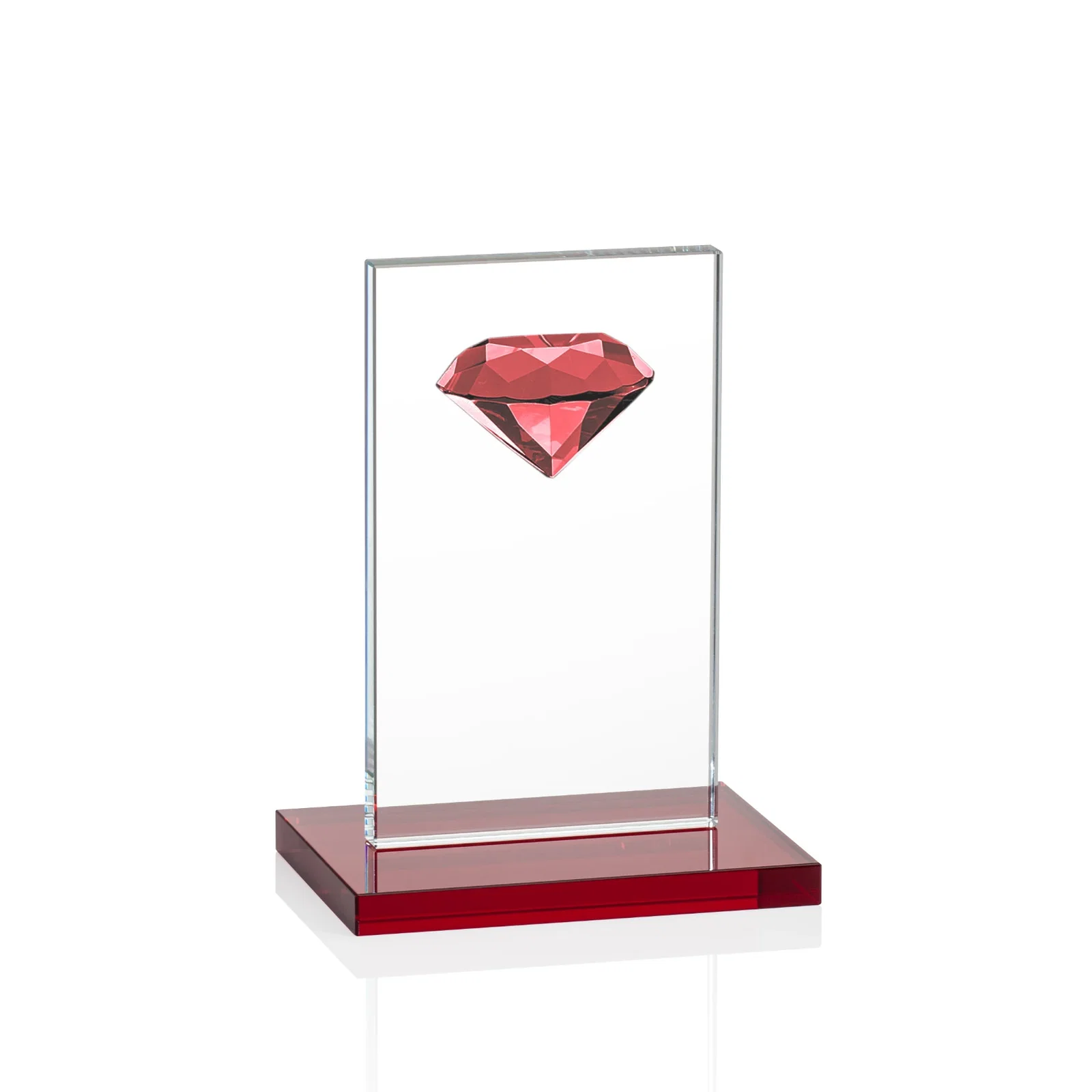 Promotional Starfire Crystal Award with Faceted Half-Diamond Ornament on Top for team milestone celebrations