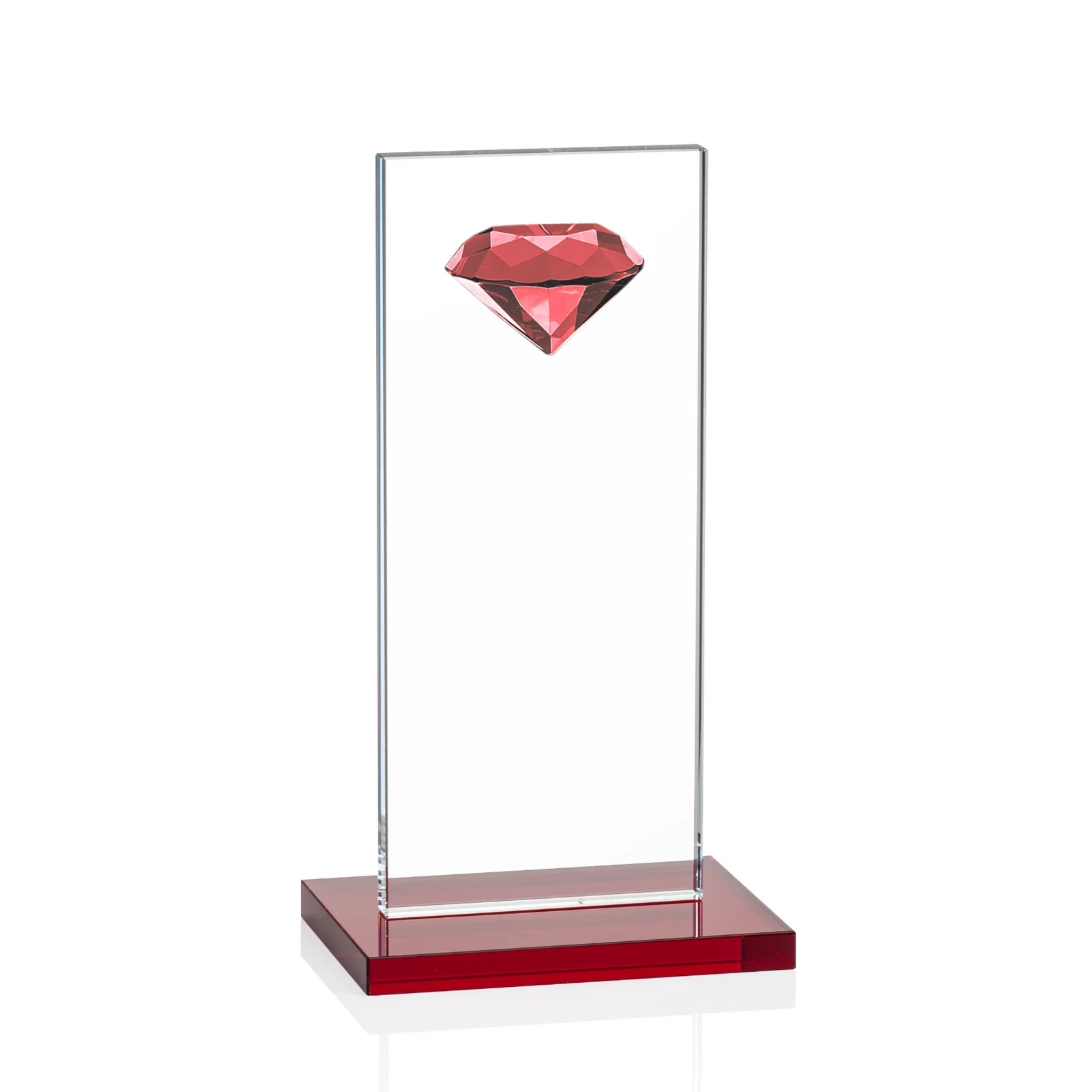 Promotional Starfire Crystal Award with Faceted Half-Diamond Ornament on Top for donor appreciation