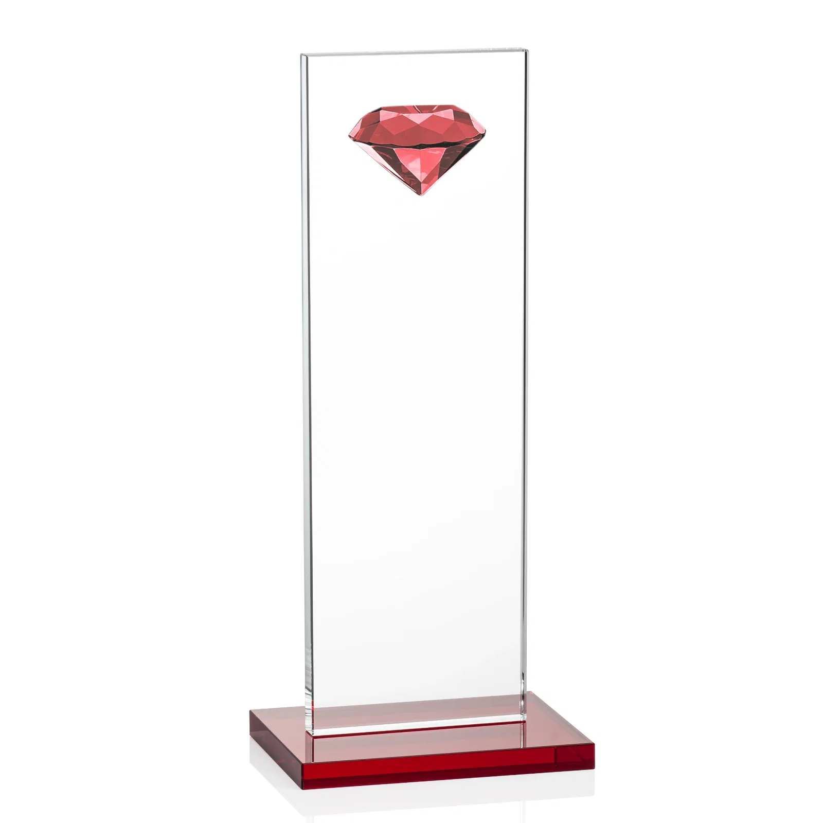 Promotional Starfire Crystal Award with Faceted Half-Diamond Ornament on Top for graduation ceremonies