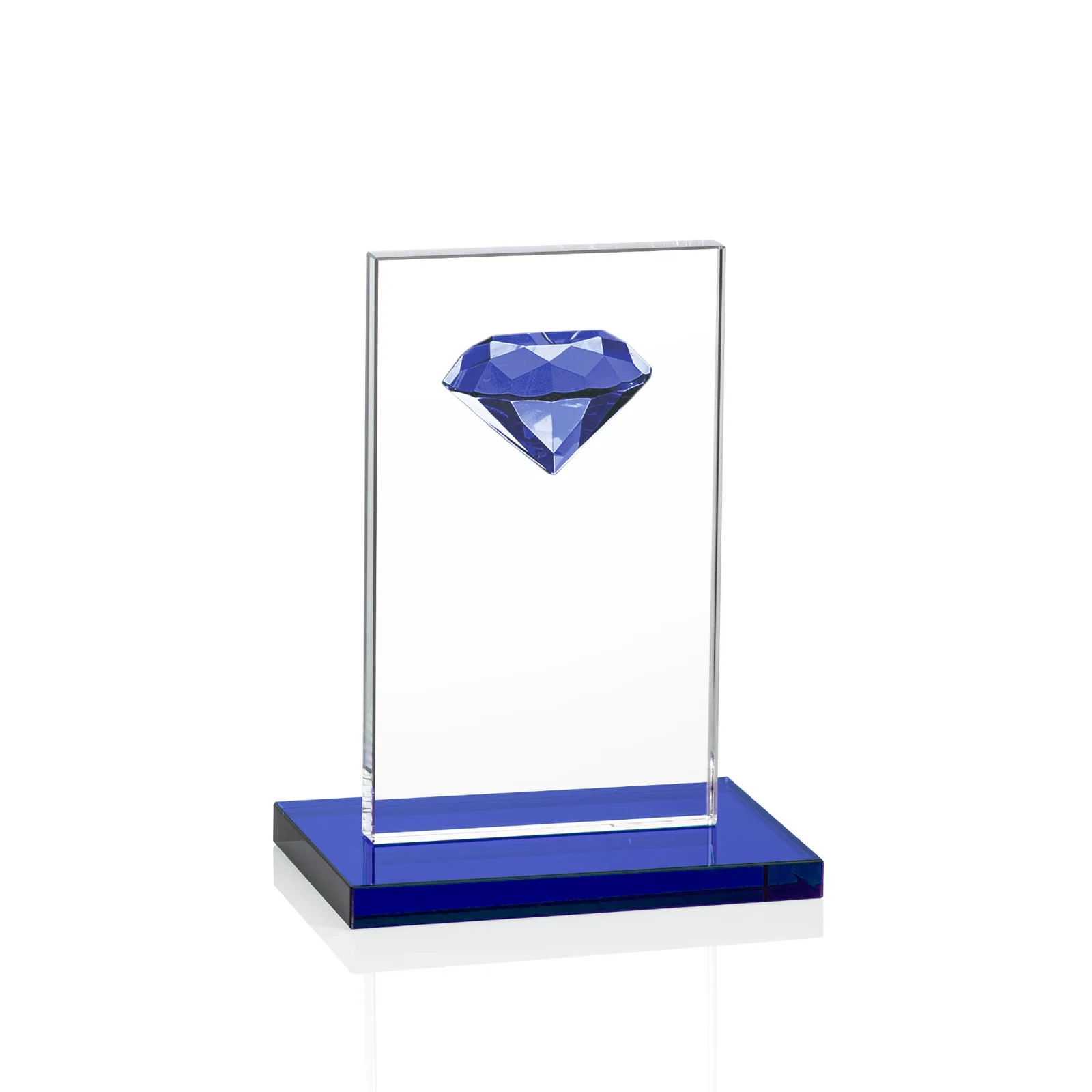 Promotional Starfire Crystal Award with Faceted Half-Diamond Ornament on Top for safety achievement programs