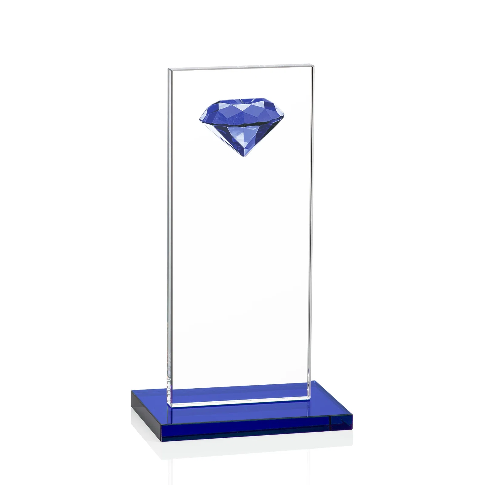 Promotional Starfire Crystal Award with Faceted Half-Diamond Ornament on Top for volunteer appreciation