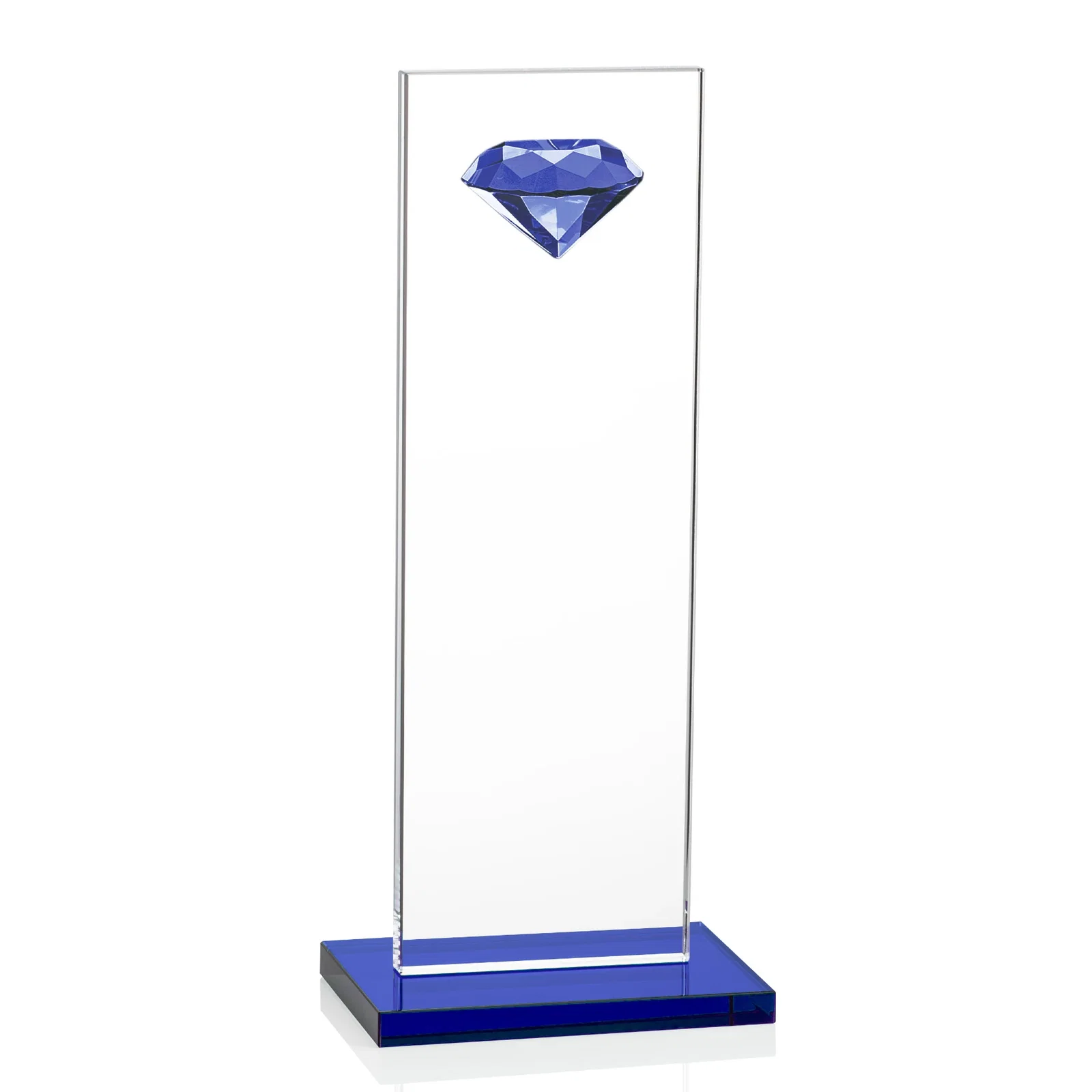 Promotional Starfire Crystal Award with Faceted Half-Diamond Ornament on Top for dealer and partner awards