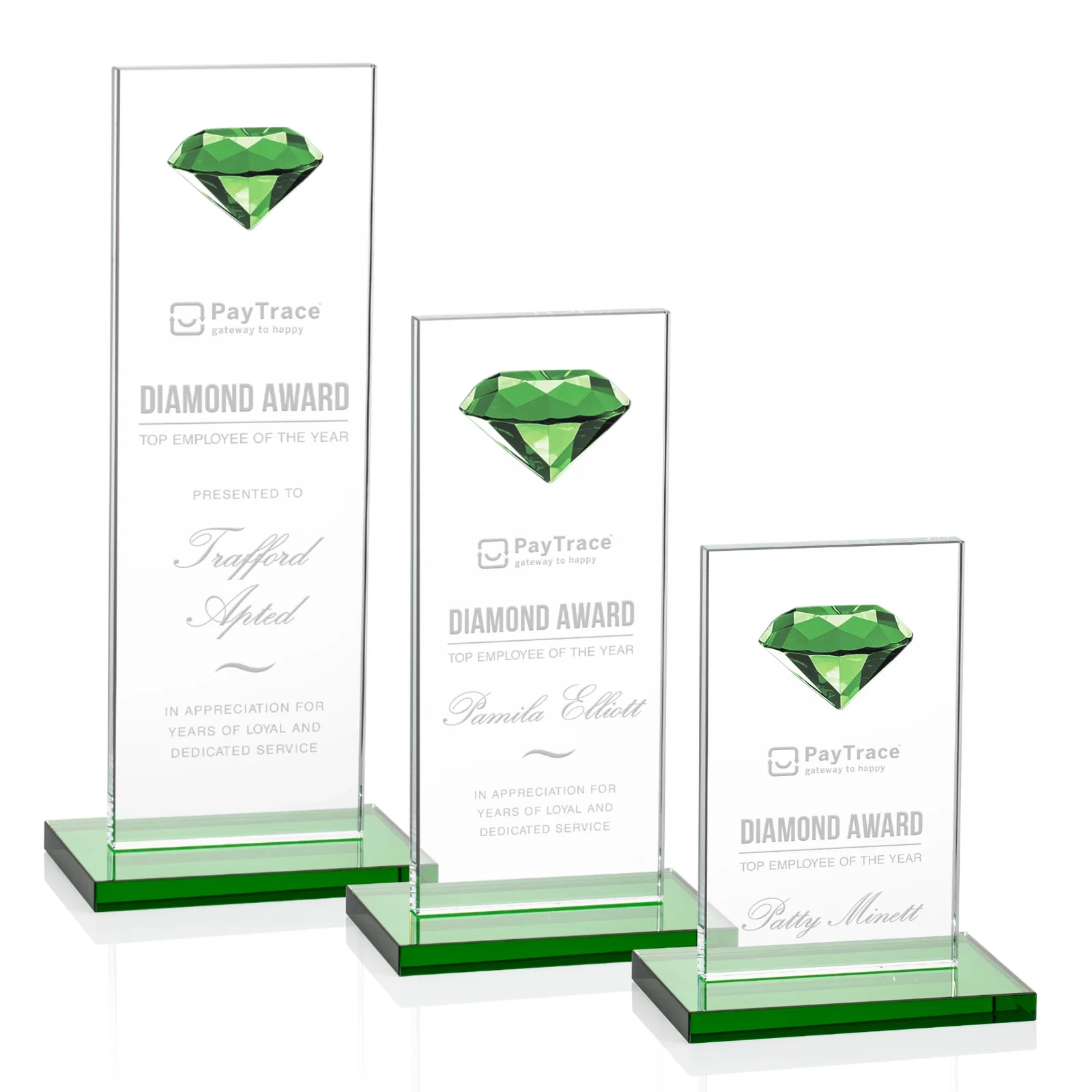 Custom Starfire Crystal Award with Faceted Half-Diamond Ornament on Top for safety achievement programs