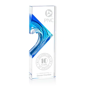 Optical Crystal Rectangle Award With Wreath Cutout