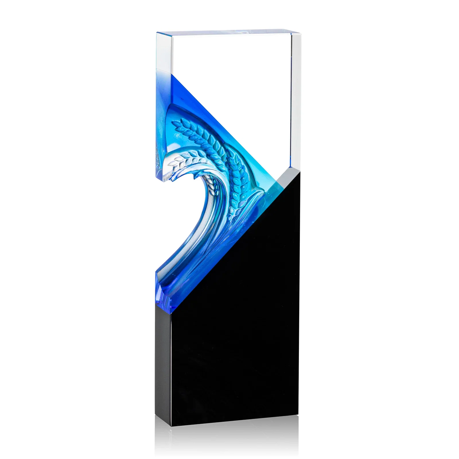 Custom Optical Crystal Rectangle Award With Wreath Cutout, awards for safety achievement programs