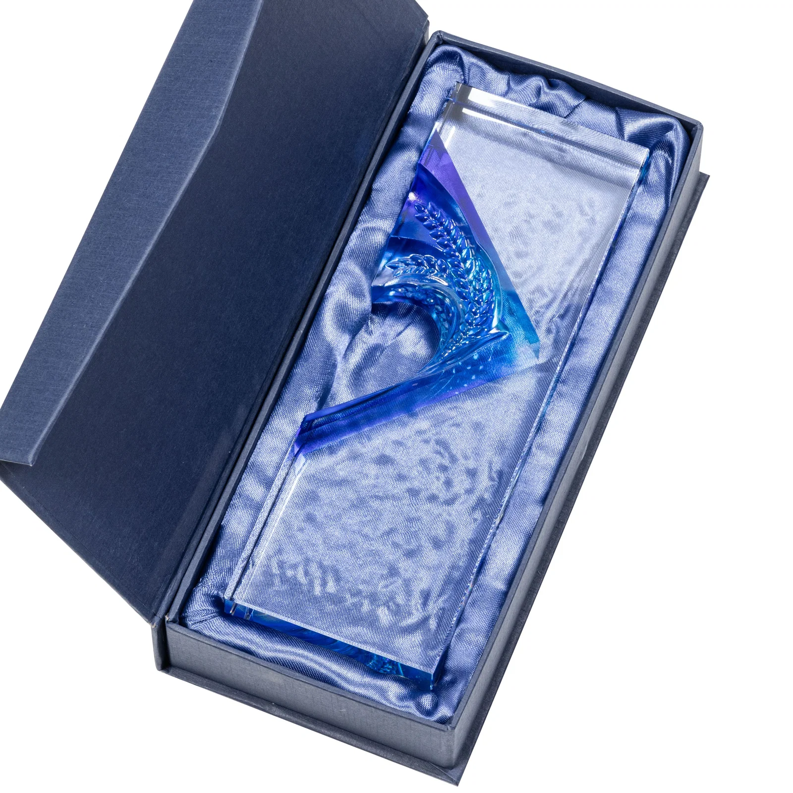 Custom Optical Crystal Rectangle Award With Wreath Cutout, awards for corporate award ceremonies