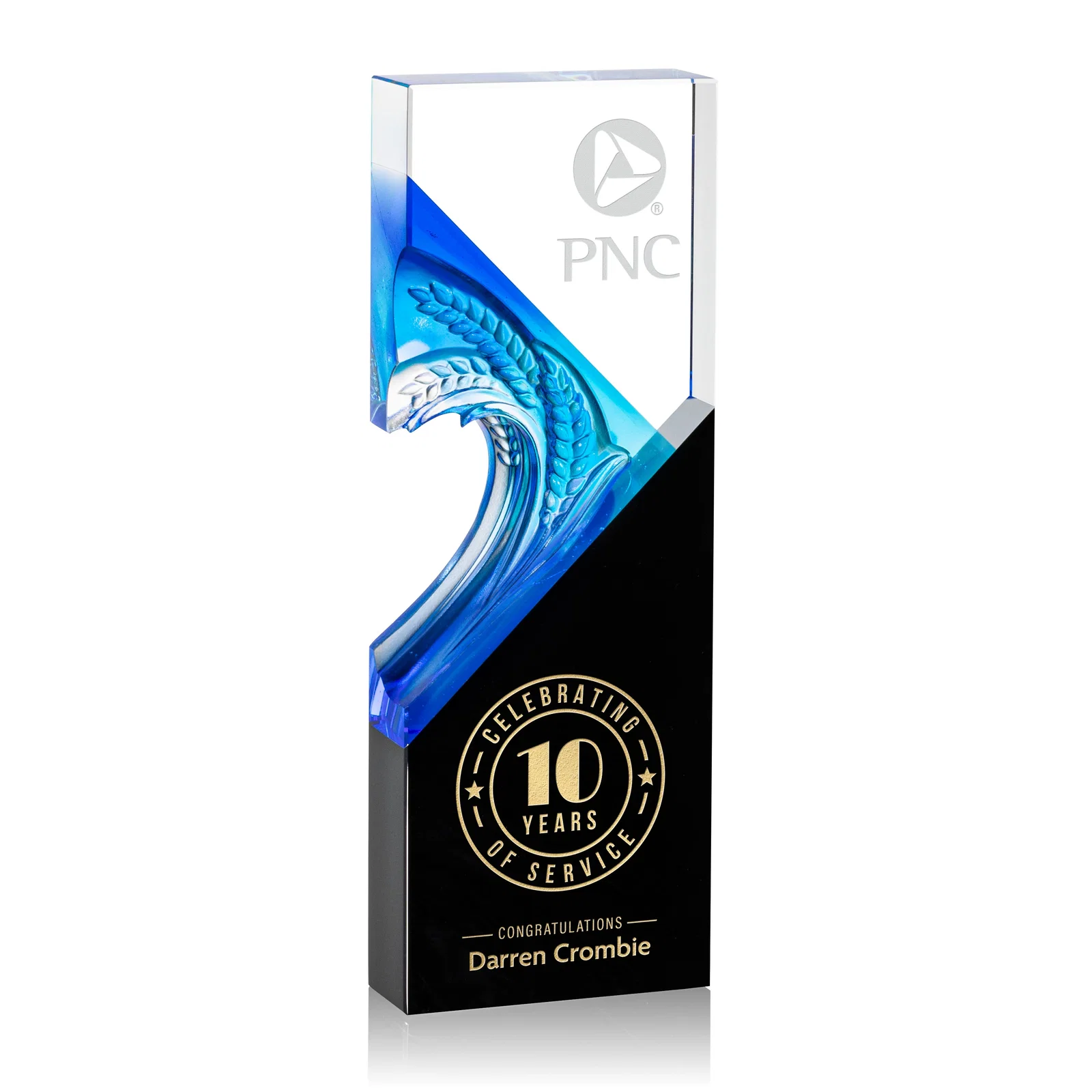 Custom Optical Crystal Rectangle Award With Wreath Cutout, awards for sales achievement awards
