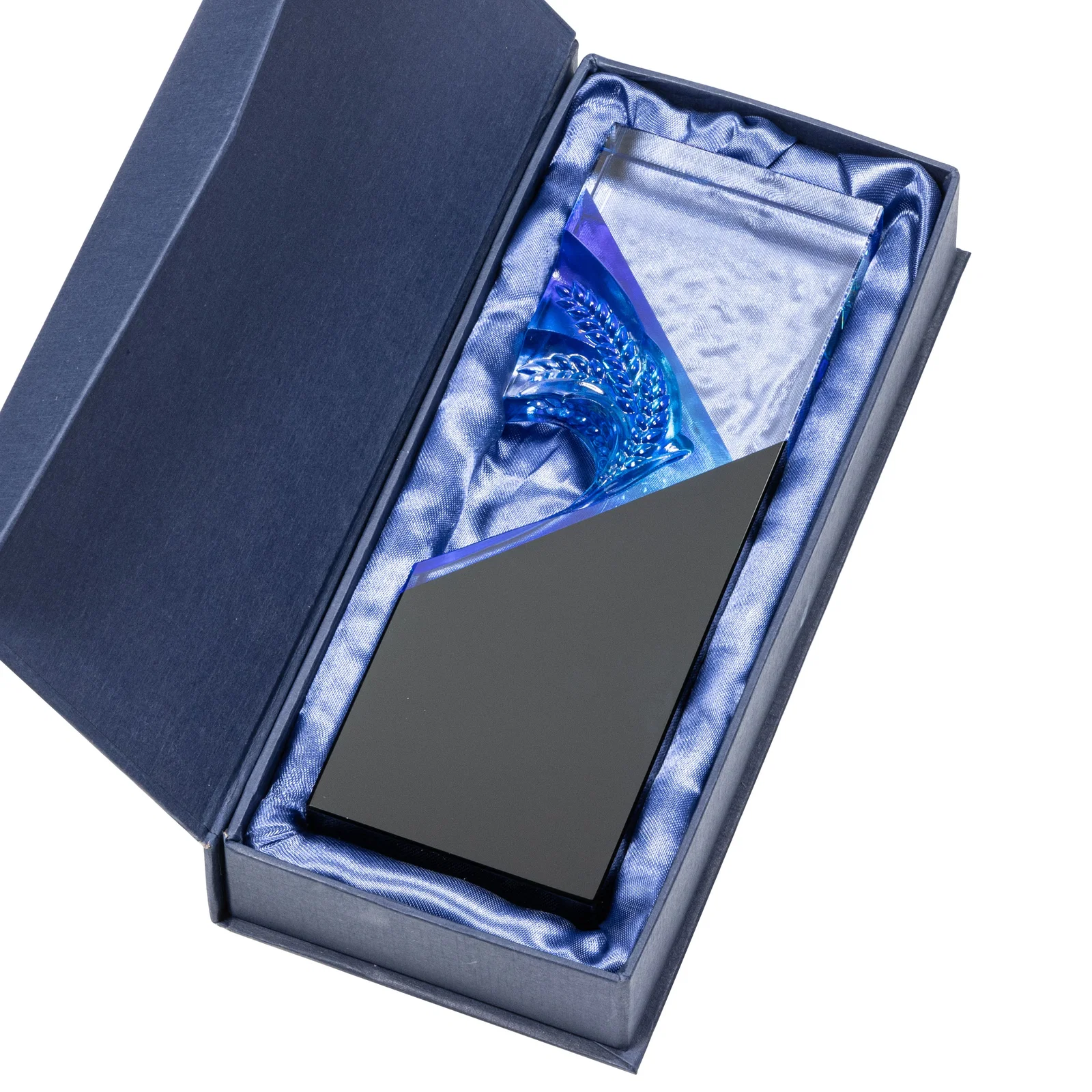 Custom Optical Crystal Rectangle Award With Wreath Cutout, awards for retirement presentations
