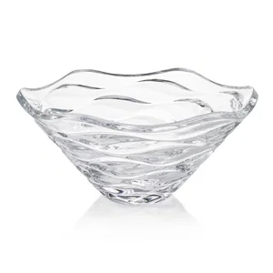 Glass Bowl Award with Radiating Cuts and Wave Rim