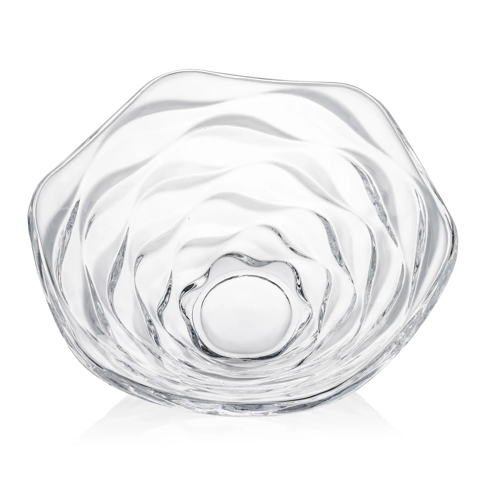 Custom Glass Bowl Award with Radiating Cuts and Wave Rim, crystal vase for retirement presentations