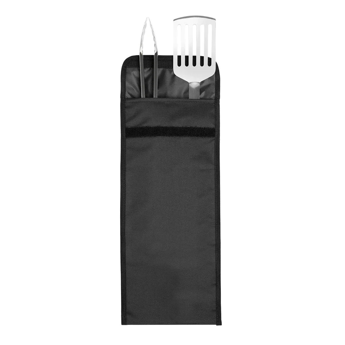 Grill tools arranged in a row on a white background