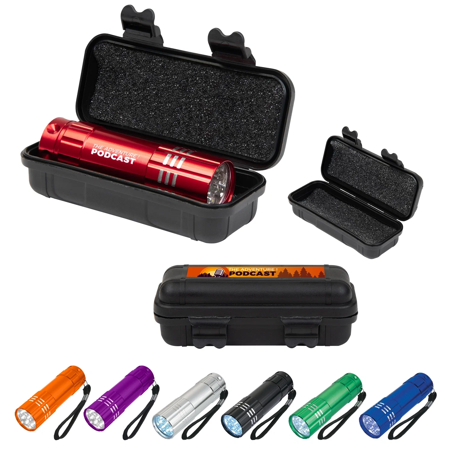 Flashlight and hard carrying case packaged together as a gift set