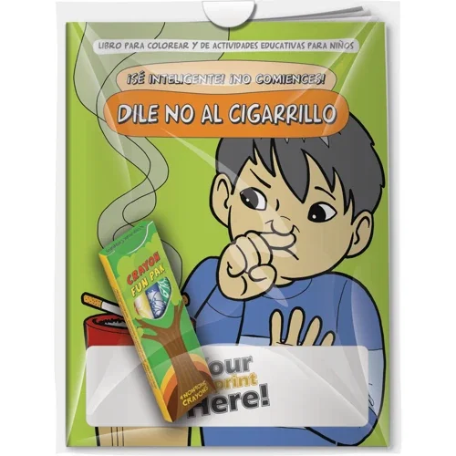Be Smart, Don't Start! anti-smoking Spanish coloring book and crayons combo pack, front cover hero view