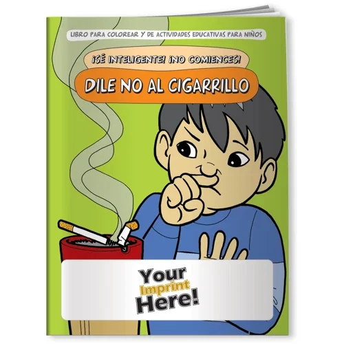 Be Smart Don't Start Spanish coloring book interior page with line-art illustrations to color