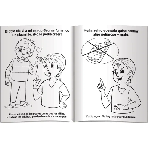 Be Smart Don't Start Spanish combo pack kitted in clear poly bag, book and crayons together