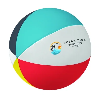 Beach ball shaped stress reliever in multiple panel colors