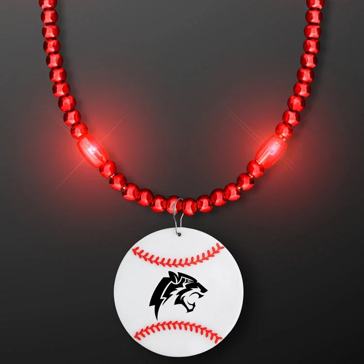 Bead Necklace with Baseball Medallion — view 3