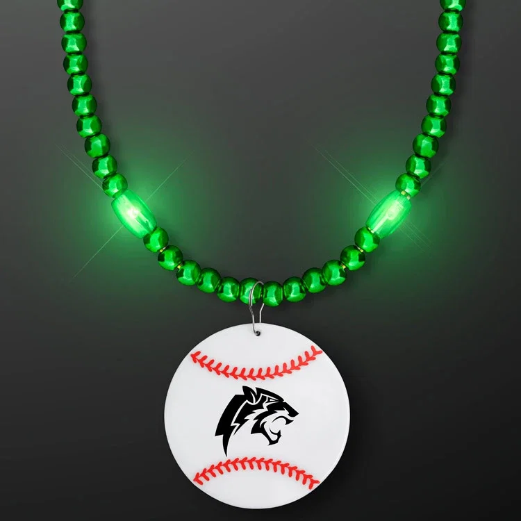 Bead Necklace with Baseball Medallion — view 4