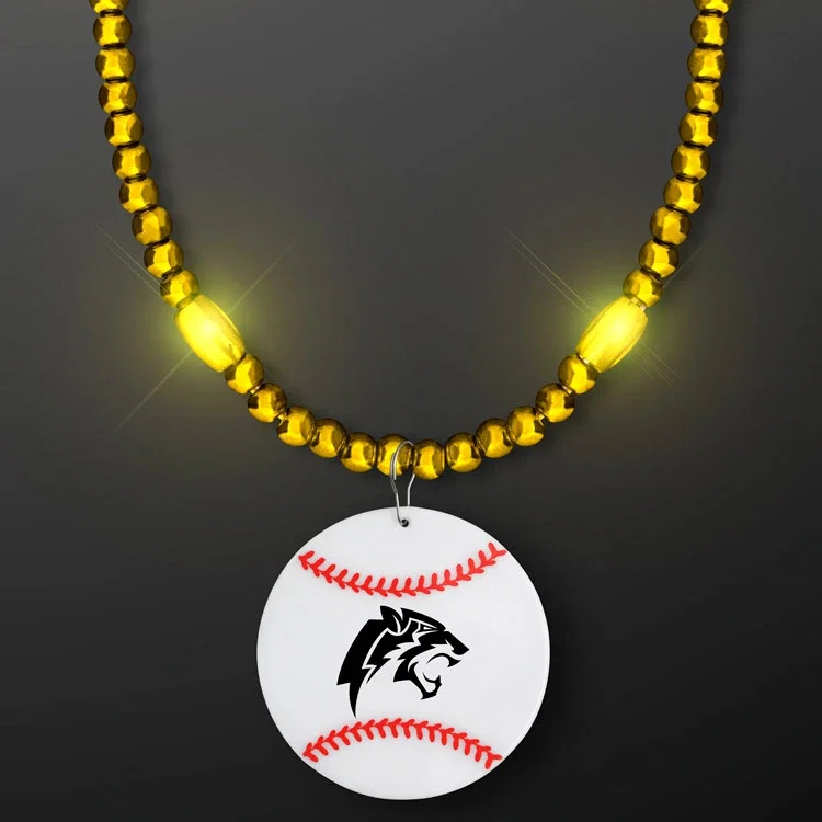 Bead Necklace with Baseball Medallion — view 5