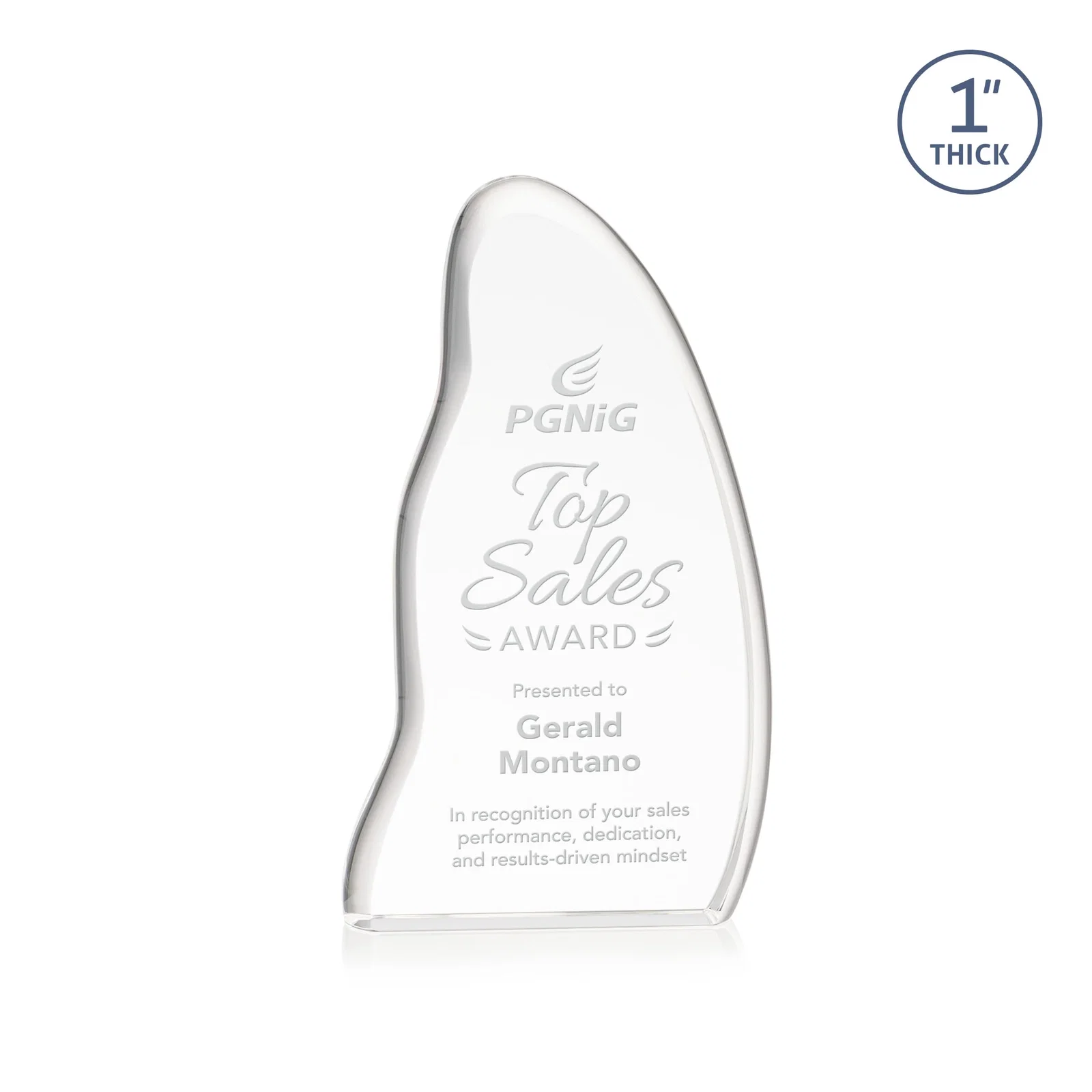Custom Optical Crystal Award with a Waved Edge, awards for service anniversary gifts